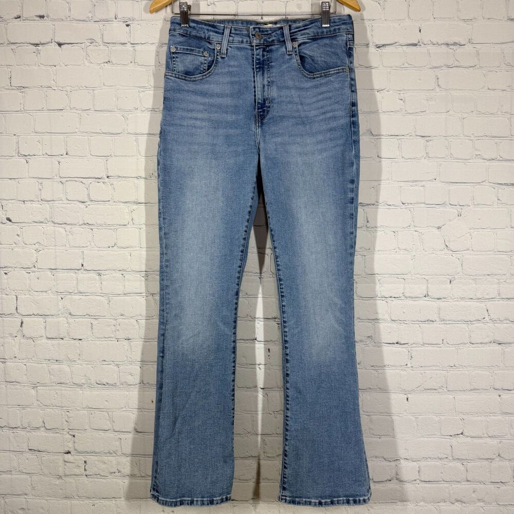 Levis Premium 725 High Rise Bootcut Jeans Womens 31x29 Blue Stretch Denim Big E